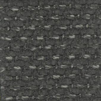 Dark gray woven fabric sample with off-white threads, dense grid texture, matte finish, and “turri > fabric cat. t > 776 c” tag visible.